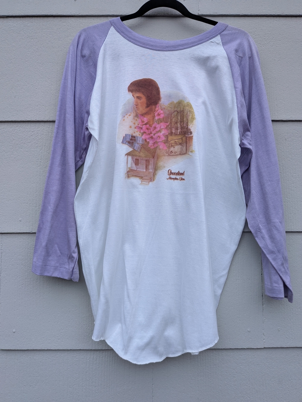 Vintage-Style Lavender & White Raglan Top
